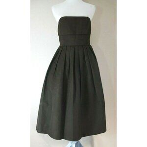 J Crew Brown 100% Cotton Strapless Empire Waist Lined Dress Womens Size 8